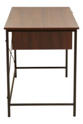 Orsina Dark Walnut Veneer Desk With Drawers, Computer Desk With Black Metal Frame, Home Office Desk, Stylish Desk in Brown - thumbnail 4