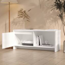 Berkfield Home TV Cabinet White 90x35x40 cm Engineered Wood - Size: 90 x 35 x 40 cm - thumbnail 3