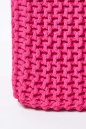 Homescapes Cube Cotton Knitted Pouffe Footstool in Pink - thumbnail 4