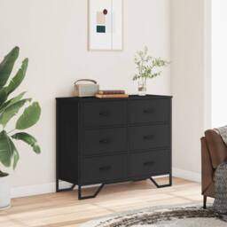 Berkfield Home Chest of Drawers Black 91x35.5x74.5 cm Engineered wood - thumbnail 3