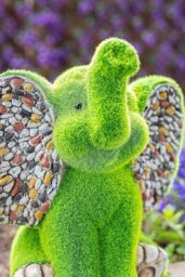 Marco Paul Stone & Grass Elephant Garden Ornament in Green - thumbnail 4