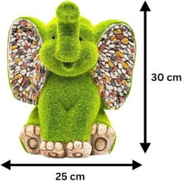 Marco Paul Stone & Grass Elephant Garden Ornament in Green - thumbnail 3