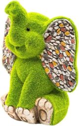 Marco Paul Stone & Grass Elephant Garden Ornament in Green - thumbnail 2