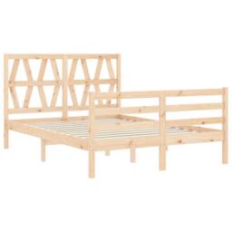 Berkfield Home Bed Frame with Headboard 120x200 cm Solid Wood in Natural - thumbnail 5