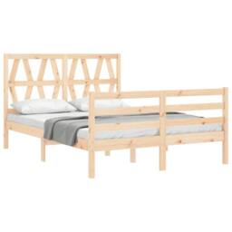 Berkfield Home Bed Frame with Headboard 120x200 cm Solid Wood in Natural - thumbnail 4
