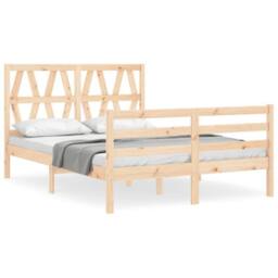 Berkfield Home Bed Frame with Headboard 120x200 cm Solid Wood in Natural - thumbnail 1