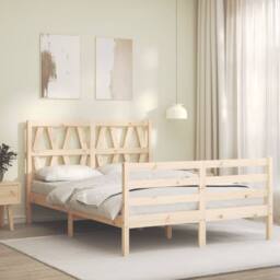 Berkfield Home Bed Frame with Headboard 120x200 cm Solid Wood in Natural - thumbnail 3