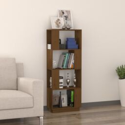 Berkfield Home Book Cabinet/Room Divider Honey Brown 51x25x132 cm Solid Wood Pine - Size: 51 x 25 x 132 cm - thumbnail 3