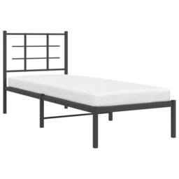 Berkfield Home Metal Bed Frame without Mattress with Headboard Black 75x190cm - Size: 75x190 cm - thumbnail 4