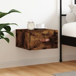 Berkfield Home Wall-mounted Bedside Cabinet Smoked Oak 35x35x20 cm in Brown - Size: 35 x 35 x 20 cm - thumbnail 1