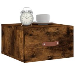 Berkfield Home Wall-mounted Bedside Cabinet Smoked Oak 35x35x20 cm in Brown - Size: 35 x 35 x 20 cm - thumbnail 3