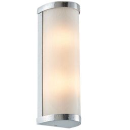 Loops IP44 Bathroom Wall Light Chrome & Frosted Glass Modern Round Twin Curved Lamp in Clear - thumbnail 3
