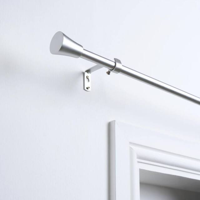 OHS Curtain Pole Extendable 16mm Metal Finnials Trumpet End Rod 70-120cm in Silver - Size: 120 cm - image 1