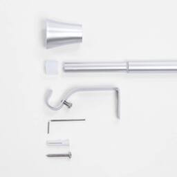 OHS Curtain Pole Extendable 16mm Metal Finnials Trumpet End Rod 70-120cm in Silver - Size: 120 cm - thumbnail 4
