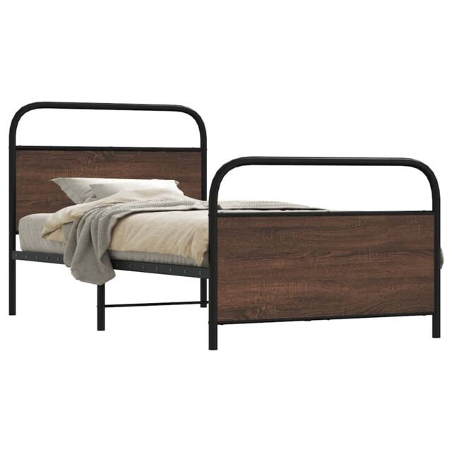 Berkfield Home Bed Frame Without Mattress 90x200 cm Brown Oak Engineered Wood - image 1