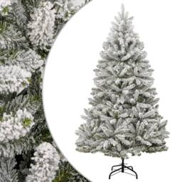 Berkfield Home Beautiful Artificial Hinged Christmas Tree with Flocked Snow 270 cm in White - thumbnail 2