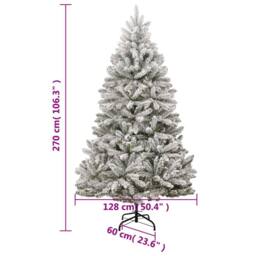 Berkfield Home Beautiful Artificial Hinged Christmas Tree with Flocked Snow 270 cm in White - thumbnail 9