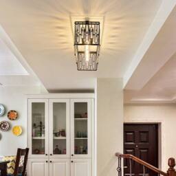 NIVOR Modern Crystal 6 Light Black Rectangle Chandelier Ceiling Lights E27 - thumbnail 7