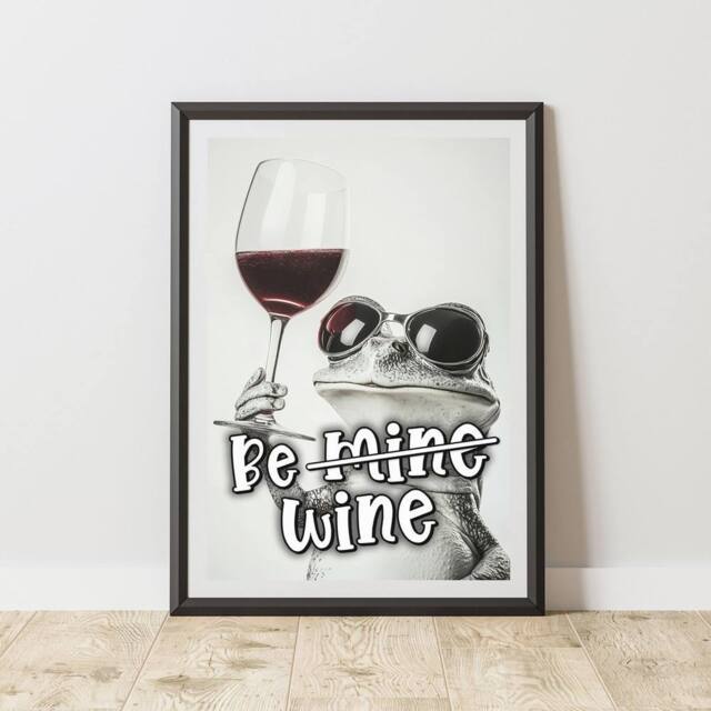 60 SECOND MAKEOVER Funny Frog Be Wine Print - Size: A4 - image 1