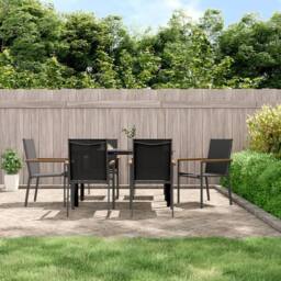 Berkfield Home Beautiful Garden Chairs 6 pcs Black 55x61.5x90 cm Textilene & Steel - thumbnail 2