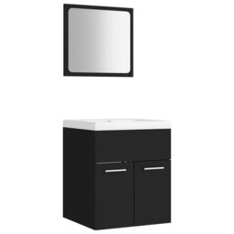 Berkfield Home Bathroom Furniture Set Black Engineered Wood - thumbnail 2