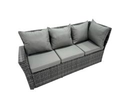 Fimous 9 Seat Rattan Corner Sofa Set with 2 Big Stool Chair in Dark Grey - thumbnail 5
