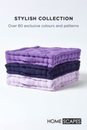 Homescapes Plain Cotton Floor Cushion in Purple - Size: 50 cm x 50 cm - thumbnail 6