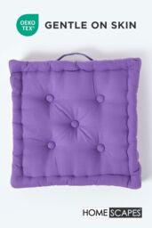 Homescapes Plain Cotton Floor Cushion in Purple - Size: 50 cm x 50 cm - thumbnail 3