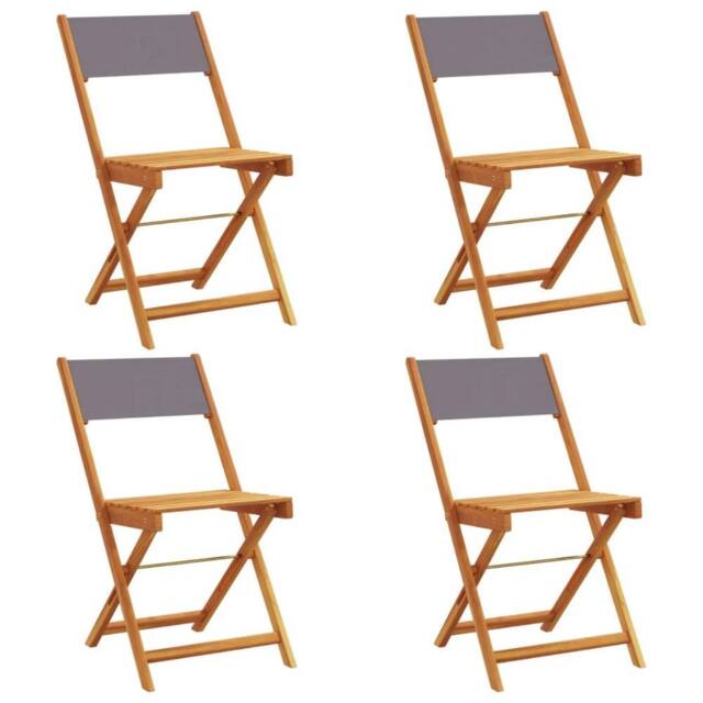 Berkfield Home Folding Garden Chairs 4 pcs Anthracite Fabric & Solid Wood - image 1