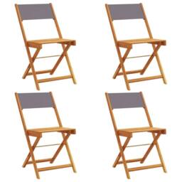Berkfield Home Folding Garden Chairs 4 pcs Anthracite Fabric & Solid Wood - thumbnail 1