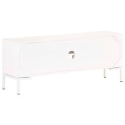 Berkfield Home TV Cabinet White 115x30x46 cm Solid Mango Wood - Size: 115 x 30 x 46 cm - thumbnail 5