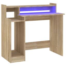 Berkfield Home Elegant Desk with LED Lights Sonoma Oak 97x45x90 cm Engineered Wood in Brown - Size: 97 x 45 x 90 cm - thumbnail 3