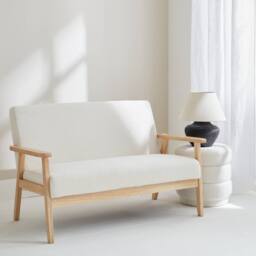 sweeek 2-seater Scandi-style Loveseat Sofa In Boucle Fabric in Cream - thumbnail 6