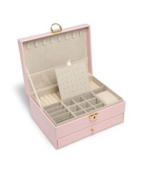 JFY Women's 2 Layers Lockable Jewellery Storage Box With Drawer in Grey - thumbnail 4