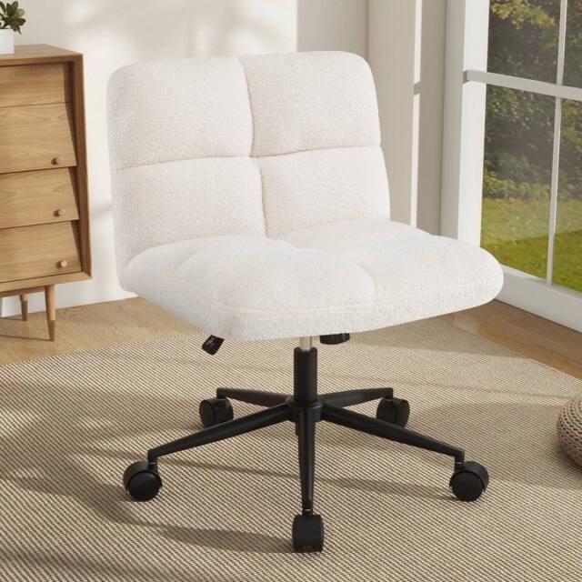 EONLION Modern Cross Legged Chair Cross Chair in White - Size: 100 cm - image 1