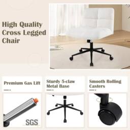 EONLION Modern Cross Legged Chair Cross Chair in White - Size: 100 cm - thumbnail 4