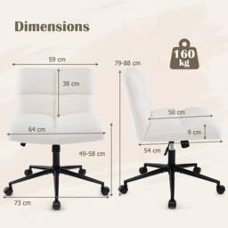 EONLION Modern Cross Legged Chair Cross Chair in White - Size: 100 cm - thumbnail 2