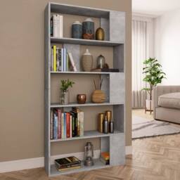 Berkfield Home Book Cabinet/Room Divider Concrete Grey 80x24x159 cm Engineered Wood - Size: 80 x 24 x 159 cm - thumbnail 2