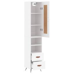 Berkfield Home Highboard White 34.5x34x180 cm Engineered Wood - thumbnail 4