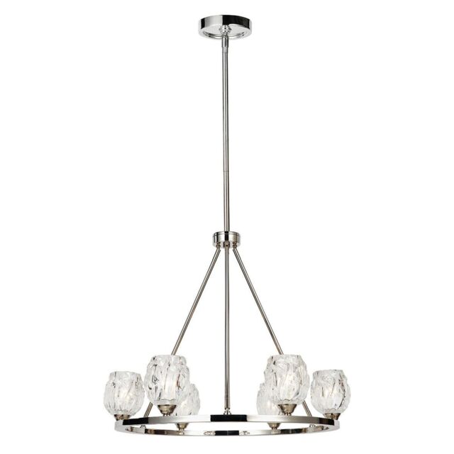 Loops 6 Bulb Chandelier LIght Highly Polished Nickel LED G9 3.5W in Metallics