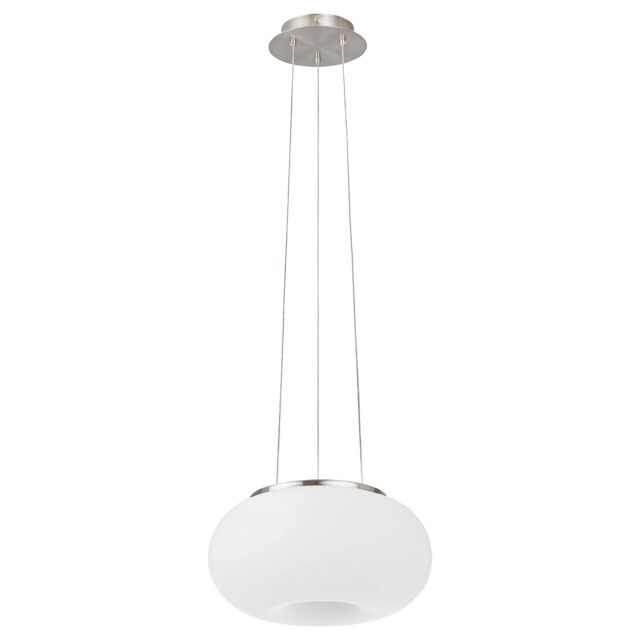 Loops Pendant Light Colour Satin Nickel Shade White Glass Opal Matt Bulb E27 2x60W in Metallics - image 1