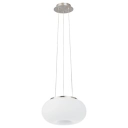Loops Pendant Light Colour Satin Nickel Shade White Glass Opal Matt Bulb E27 2x60W in Metallics
