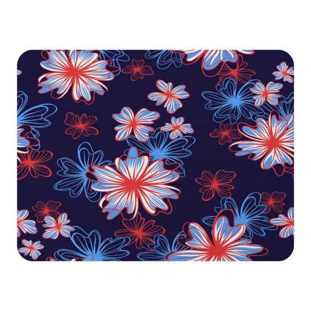 Benjamin Tate Design Red White & Blue Flower Print Blanket in Natural - Size: 120 cm x 150 cm - image 1
