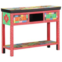 Berkfield Home Multi-Colored Console Table 100x30x75 cm Made of Solid Mango Wood in Red - Size: 100 x 30 x 75 cm - thumbnail 6