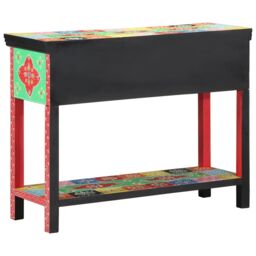 Berkfield Home Multi-Colored Console Table 100x30x75 cm Made of Solid Mango Wood in Red - Size: 100 x 30 x 75 cm - thumbnail 4
