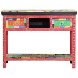 Berkfield Home Multi-Colored Console Table 100x30x75 cm Made of Solid Mango Wood in Red - Size: 100 x 30 x 75 cm