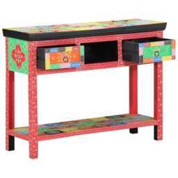 Berkfield Home Multi-Colored Console Table 100x30x75 cm Made of Solid Mango Wood in Red - Size: 100 x 30 x 75 cm - thumbnail 2