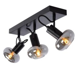 Lucide 'MADEE' Dimmable Stylish Rotatable Indoor Ceiling Spotlight Bar 3xE14 in Black - thumbnail 3