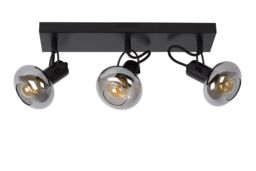 Lucide 'MADEE' Dimmable Stylish Rotatable Indoor Ceiling Spotlight Bar 3xE14 in Black - thumbnail 2