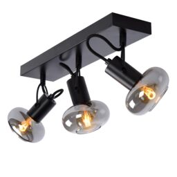 Lucide 'MADEE' Dimmable Stylish Rotatable Indoor Ceiling Spotlight Bar 3xE14 in Black - thumbnail 4